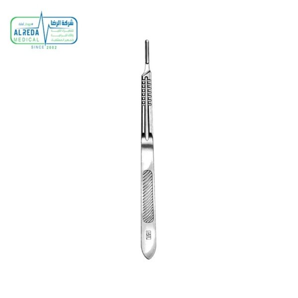 يد ومقبض مشرط جراحي طويل رقم 4L  Scalpel Handle No 4L Long Straight Solid for Large Surgical Blades Deep Cavity Surgery German UK Pakistani Grade Alreda Medicalمستقيم مصمت Scalpel Handle No 4L Straight Solid ألماني وإنجليزي وباكستاني شركة الرضا