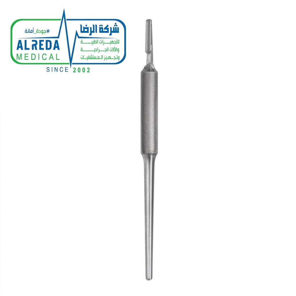 يد ومقبض مشرط جراحي مستديرة أسطوانية رقم 3 بطول 14.5 سم Round Scalpel Handle Fig 3 ألماني وإنجليزي Round Cylindrical Scalpel Handle Fig 3 14.5cm for Precision Surgical Blades 10 to 15 German UK Pakistani Grade Alreda Medicalوباكستاني شركة الرضا