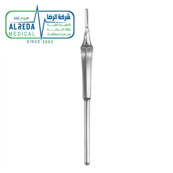 يد ومقبض مشرط جراحي مستديرة أسطوانية رقم 3 بطول 15 سم Round Scalpel Handle Fig 3 ألماني وإنجليزي وباكستاني شركة الرضا d Cylindrical Scalpel Handle Fig 3 15cm for Precision Surgical Blades 10 to 15 German UK Pakistani Grade Alreda Medical