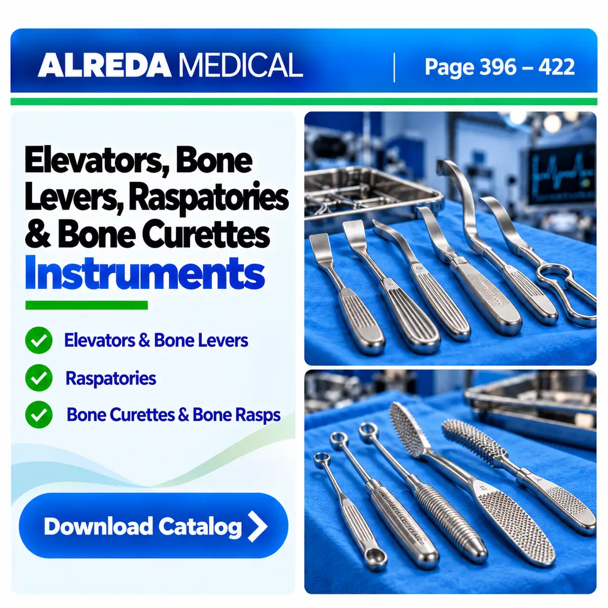 Elevators Bone Levers Raspatories Bone Curettes ALREDA Instruments Catalog