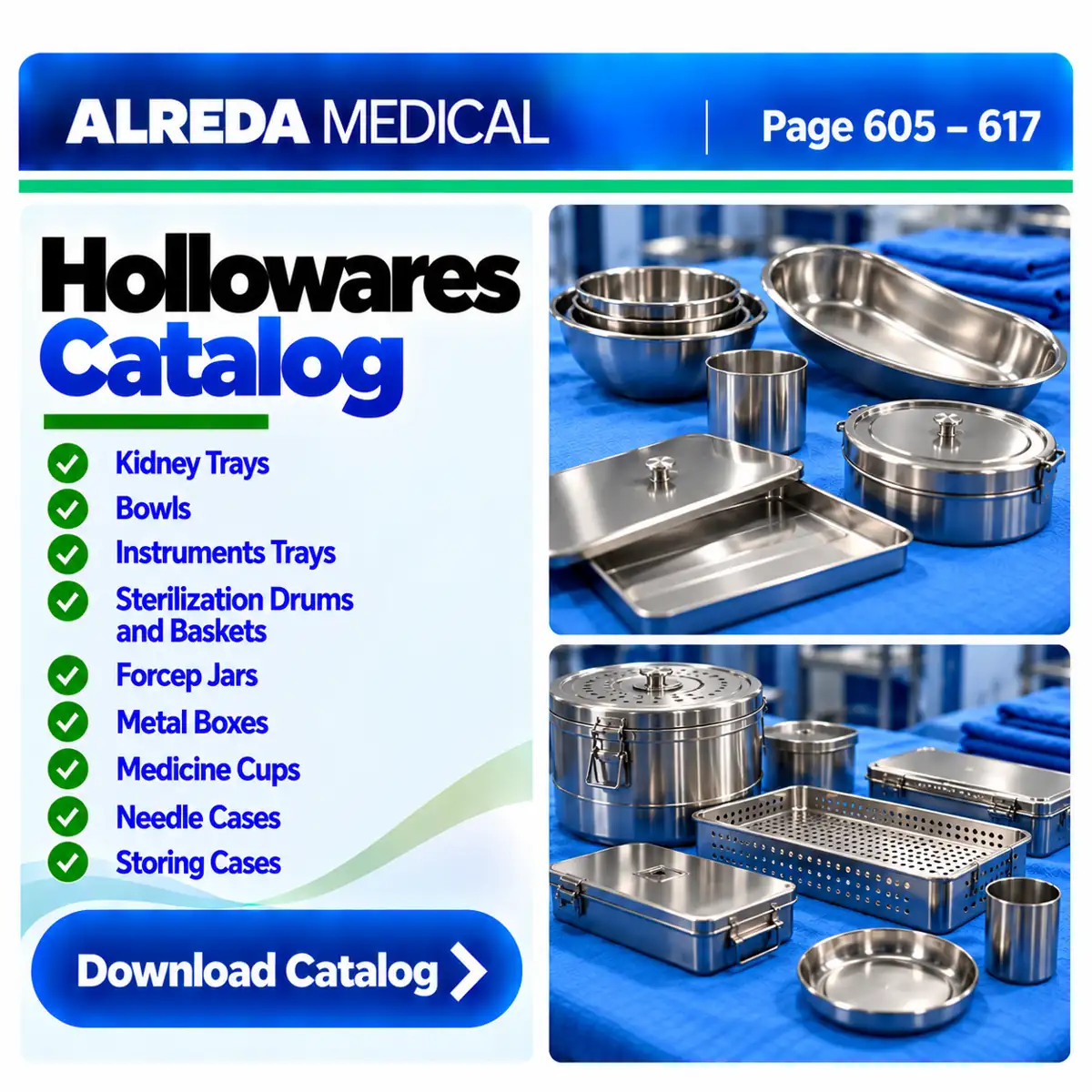 Hollowwares Kidney Trays Instruments ALREDA Catalog
